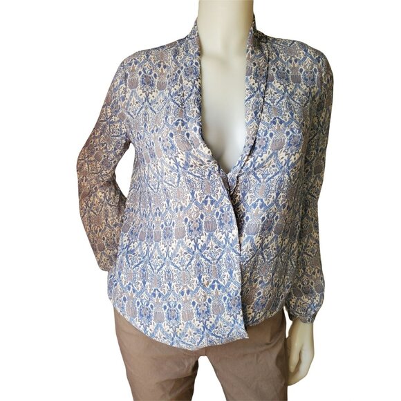 Max Studio XS High-low Blouse Long Sleeve Shirt V-neck Lightweight Relaxed Boho - Picture 11 of 11